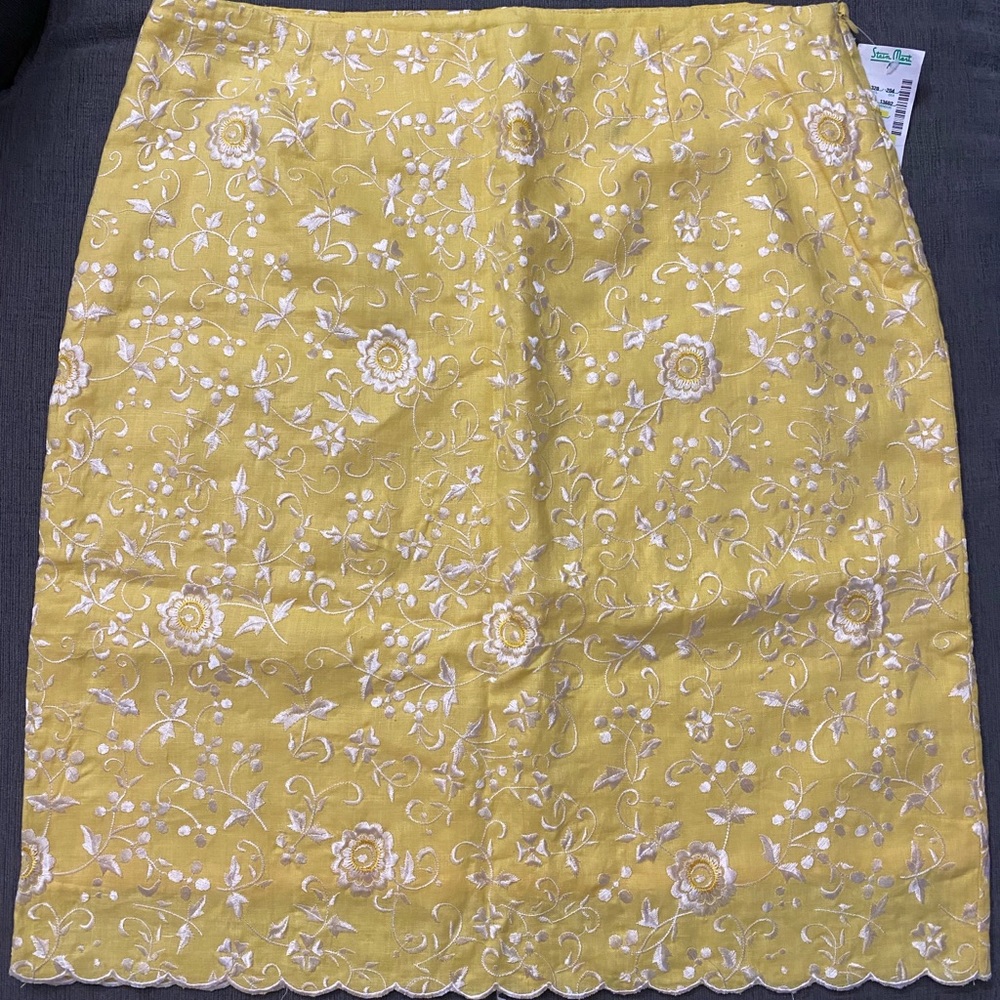 Stein Mart Yellow Floral Lace Skirt